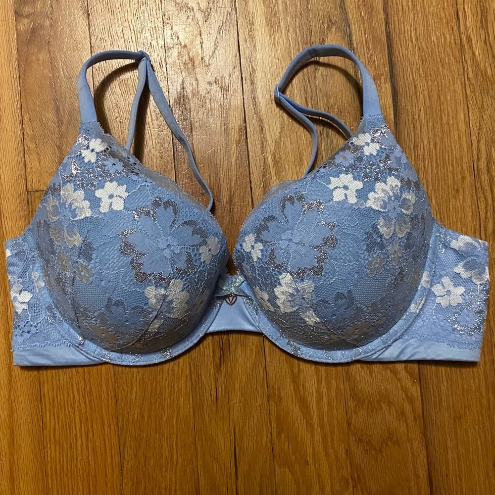 ***NWOT***Blue Floral VS Body by Victoria Lace Push Up Perfect Shape Bra - 36C - Picture 1 of 4